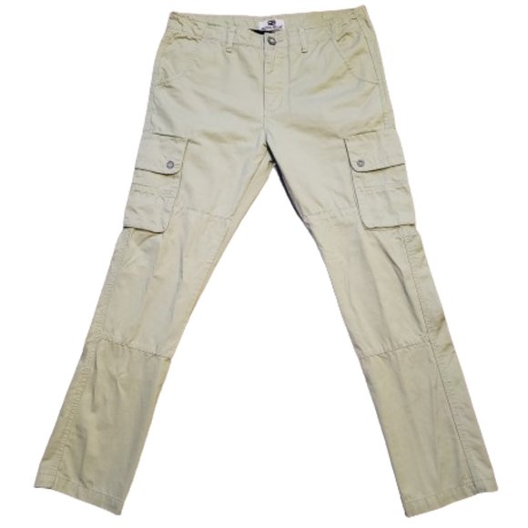 Pantalon Chino Nautica Clipper Homme - Kaki Beige, 34x32, Coupe Droite, Plissé, Neuf Avec Défaut